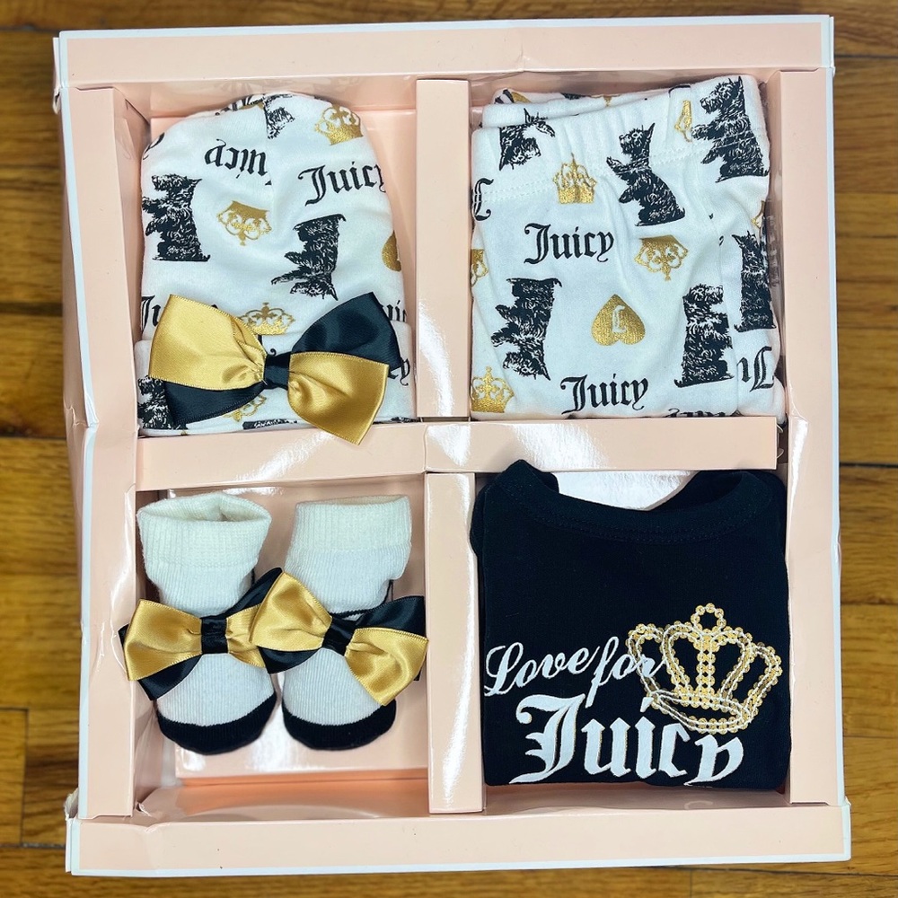 🎀Juicy Couture Baby Girl Bows 4-Piece Gift Set👑